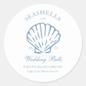Zeeschelpen en Trouwbellen Bachelorette Feest Ronde Sticker (Voorkant)