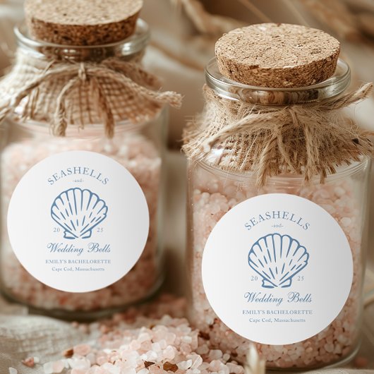 Zeeschelpen en Trouwbellen Bachelorette Feest Ronde Sticker