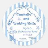 Zeeschelpen en Trouwbellen Bachelorette Feest Ronde Sticker (Voorkant)