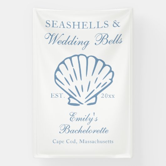 Zeeschelpen en Trouwbellen Bachelorette Feest Spandoek (Verticaal)