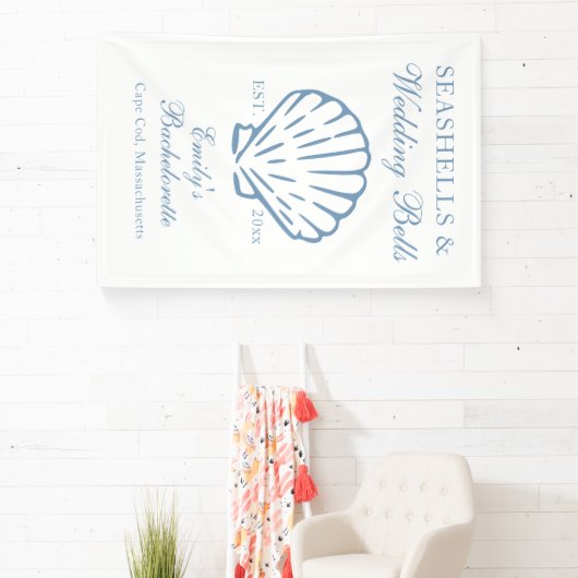 Zeeschelpen en Trouwbellen Bachelorette Feest Spandoek (Insitu)