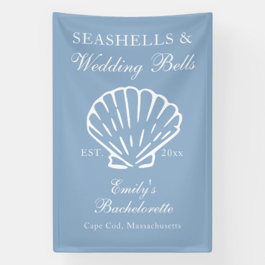 Zeeschelpen en Trouwbellen Bachelorette Feest Spandoek (Verticaal)