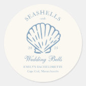 Zeeschelpen en Trouwbellen Bachelorette-feestje Ronde Sticker (Voorkant)
