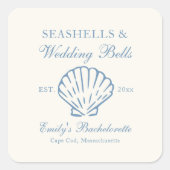 Zeeschelpen en Trouwbellen Bachelorette-feestje Vierkante Sticker (Voorkant)