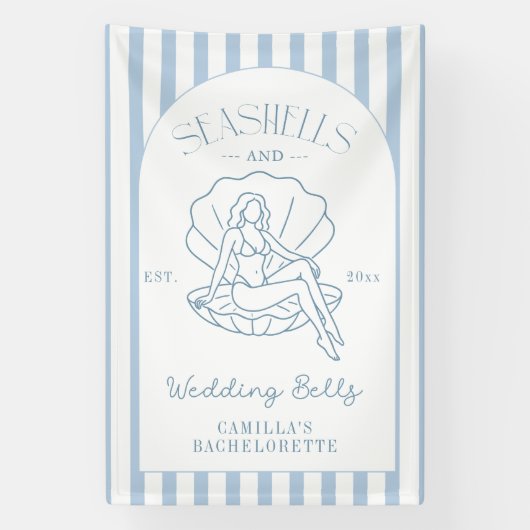 Zeeschelpen En Trouwbellen Bachelorette Spandoek (Verticaal)