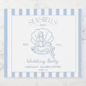 Zeeschelpen en trouwbellen Bachelorette Sparkling Wijnetiket (Enkel label)