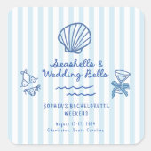 Zeeschelpen en Trouwbellen Bachelorette  Vierkante Sticker (Voorkant)