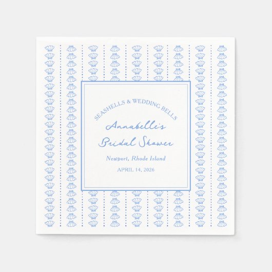 Zeeschelpen en Trouwbellen Bruidsjurk Strand  Servet (Voorkant)