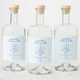 Zeeschelpen en Trouwbellen Kust Bachelorette  Likeurfles Etiket