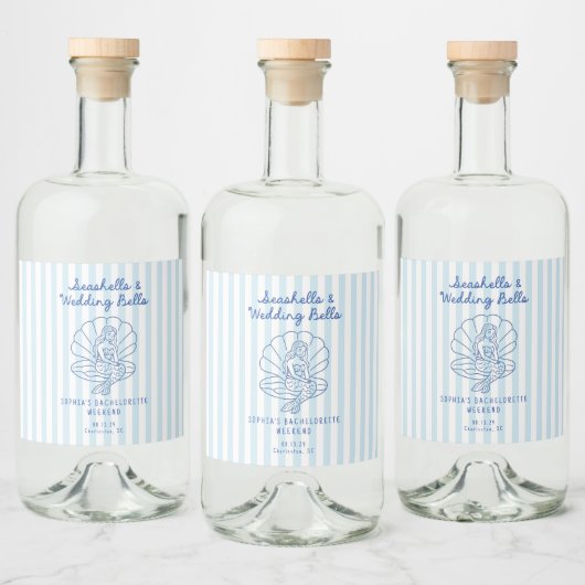Zeeschelpen en Trouwbellen Kust Bachelorette Likeurfles Etiket (Flessen)