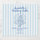 Zeeschelpen en Trouwbellen Kust Bachelorette Likeurfles Etiket (Enkel label)