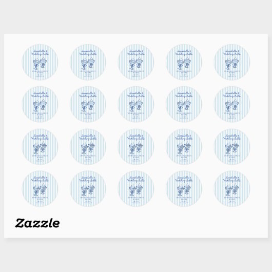 Zeeschelpen en Trouwbellen Kust Bachelorette  Ronde Sticker (Vel)