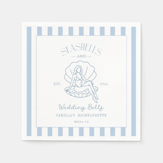 Zeeschelpen En Trouwbellen Kust Bachelorette Servet (Voorkant)