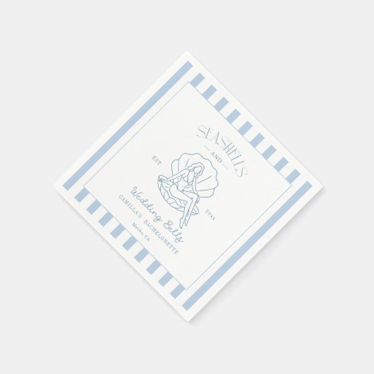 Zeeschelpen En Trouwbellen Kust Bachelorette Servet (Hoek)