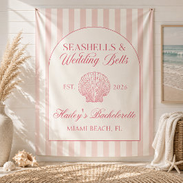 Zeeschelpen en Trouwbellen Roze Bachelorette Wandkleed