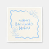 Zeeschelpen en trouwbellen Zacht Blauw Hand getrok Servet (Voorkant)