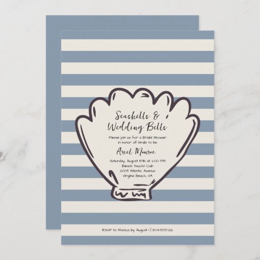 Zeeschelpen en trouwklokken Hand getrokken kust Kaart (Voorkant / Achterkant)