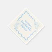 Zeeschelpen en Trouwringen Zachtblauw Handgetekend Servet (Hoek)