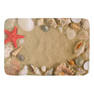 zeeschelpen en zand badmat