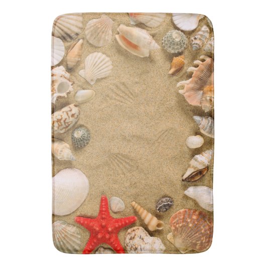 zeeschelpen en zand badmat (Voorkant Verticaal)