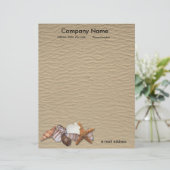 Zeeschelpen en zandstrand gepersonaliseerd briefhoofd (Staand voorkant)