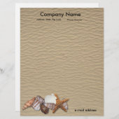 Zeeschelpen en zandstrand gepersonaliseerd briefhoofd (Voorkant / Achterkant)