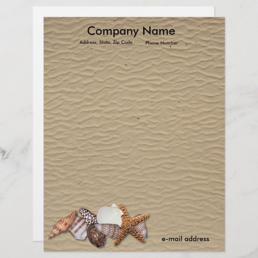 Zeeschelpen en zandstrand gepersonaliseerd briefhoofd (Voorkant / Achterkant)