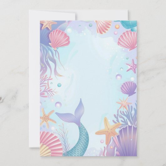 Zeeschelpen en Zeemeermin Beach Party uitnodiging (Achterkant)