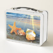 Zeeschelpen en zeesterkreeft op het strand (Achterkant)