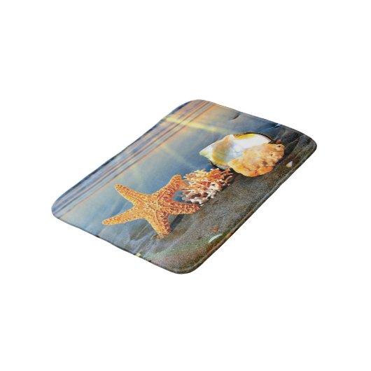 Zeeschelpen en zeesterkreeft op het strand badmat (Gekanteld)
