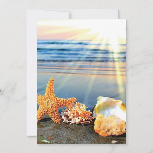 Zeeschelpen en zeesterkreeft op het strand bedankkaart (Achterkant)