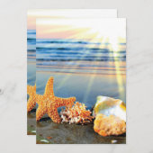 Zeeschelpen en zeesterkreeft op het strand bedankkaart (Voorkant / Achterkant)