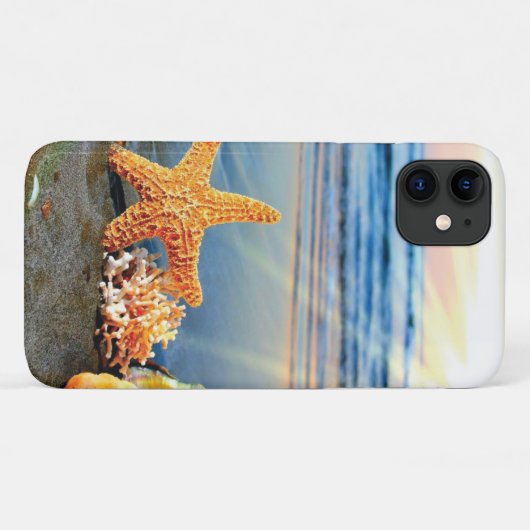 Zeeschelpen en zeesterkreeft op het strand Case-Mate iPhone case (Achterkant (horizontaal))
