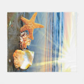 Zeeschelpen en zeesterkreeft op het strand fleece deken (Voorkant (Horizontaal))