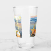 Zeeschelpen en zeesterkreeft op het strand glas (Rechts)