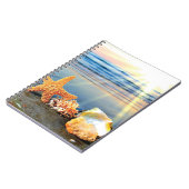 Zeeschelpen en zeesterkreeft op het strand notitieboek (Linkerzijde)