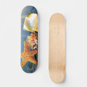 Zeeschelpen en zeesterkreeft op het strand persoonlijk skateboard (Voorkant)
