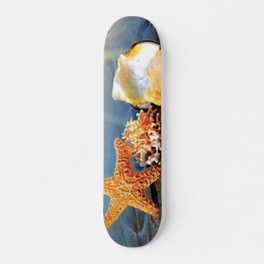 Zeeschelpen en zeesterkreeft op het strand persoonlijk skateboard (Voorkant)