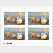 Zeeschelpen en zeesterkreeft op het strand rechthoekige sticker (Vel)