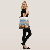 Zeeschelpen en zeesterkreeft op het strand tote bag (Op model)
