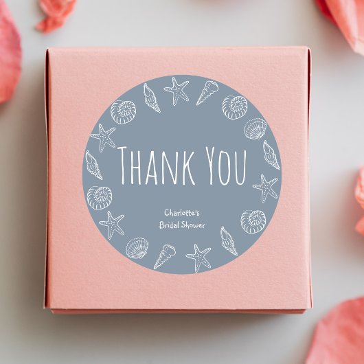 Zeeschelpen en Zeesterren Bruidsontbijt Dankjewel Ronde Sticker