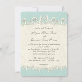 Zeeschelpen en zeesterren Vintage bruiloft Kaart