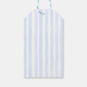 Zeeschelpen golvend blauw strepen baby shower guns cadeaulabel (Achterkant)