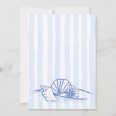 Zeeschelpen golvend border blue stripes baby showe kaart (Achterkant)