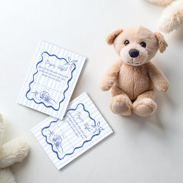 Zeeschelpen golvende strepen baby shower luierverl informatiekaartje