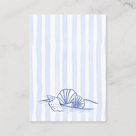 Zeeschelpen golvende strepen baby shower luierverl informatiekaartje (Achterkant)