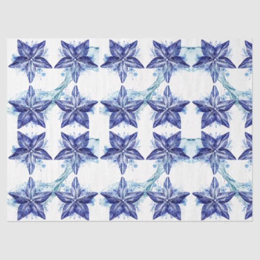 Zeeschelpen in een plons water tissuepapier (Voorkant)