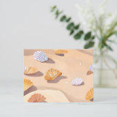 Zeeschelpen in het zand | Beach Ocean Waterverf Briefkaart (Staand voorkant)