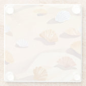 Zeeschelpen in het zand | Beach Ocean Waterverf Glazen Onderzetter (Achterkant)