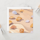 Zeeschelpen in het zand | Beach Ocean Waterverf Kaart (Voorkant / Achterkant in situ)